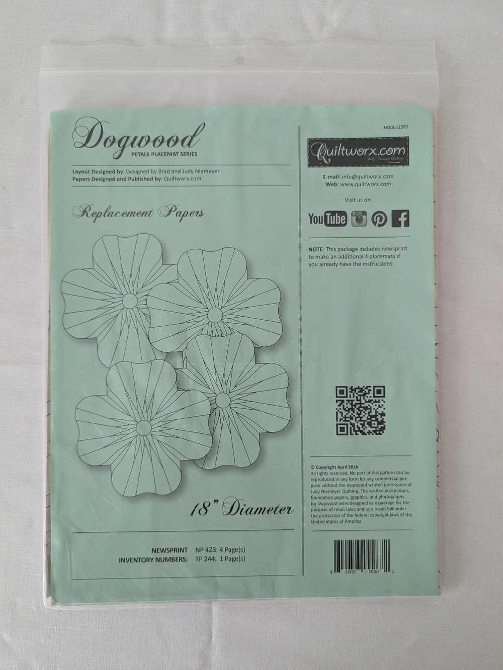 Judy Niemeyer Quiltworx Replacement Foundation Papers for DOGWOOD Pattern